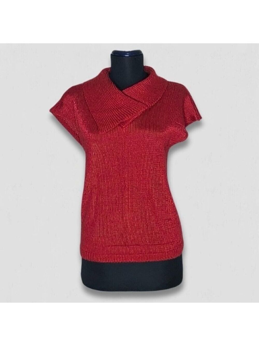 Vintage 90s Koret Knit Red Blouse Sweater Size Small